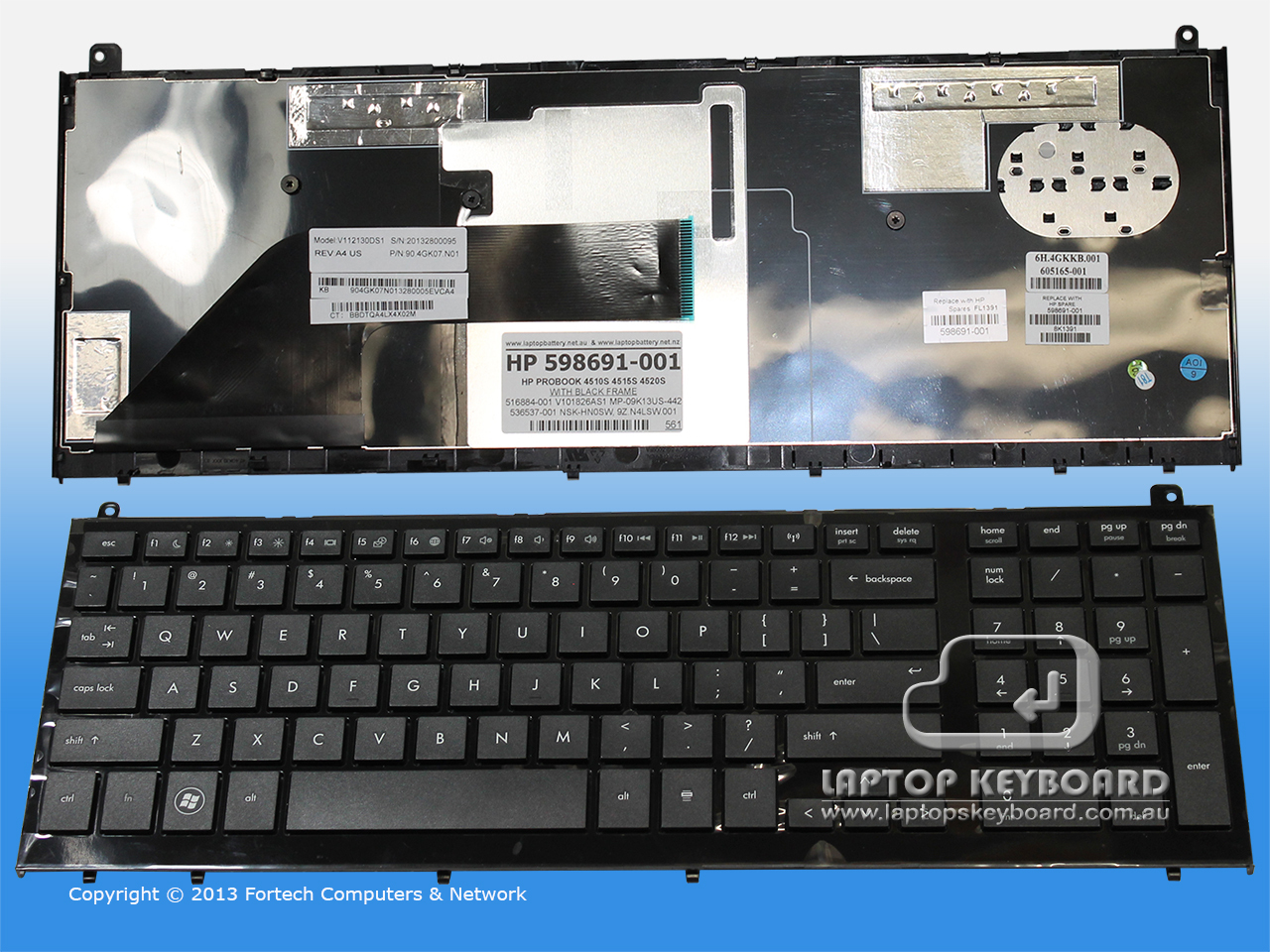 HP PROBOOK 4520S/4525S US REPLACE KEYBOARD ASSEMBLY 598691-001 - Click Image to Close