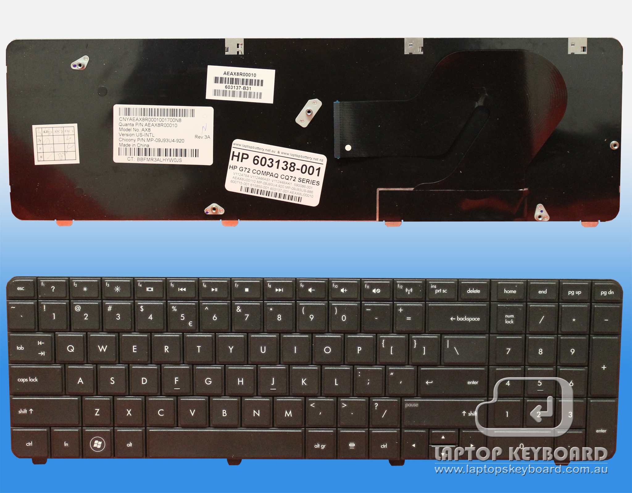 HP G72 AND COMPAQ CQ72 US REPLACE BLACK KEYBOARD 603138-001 - Click Image to Close