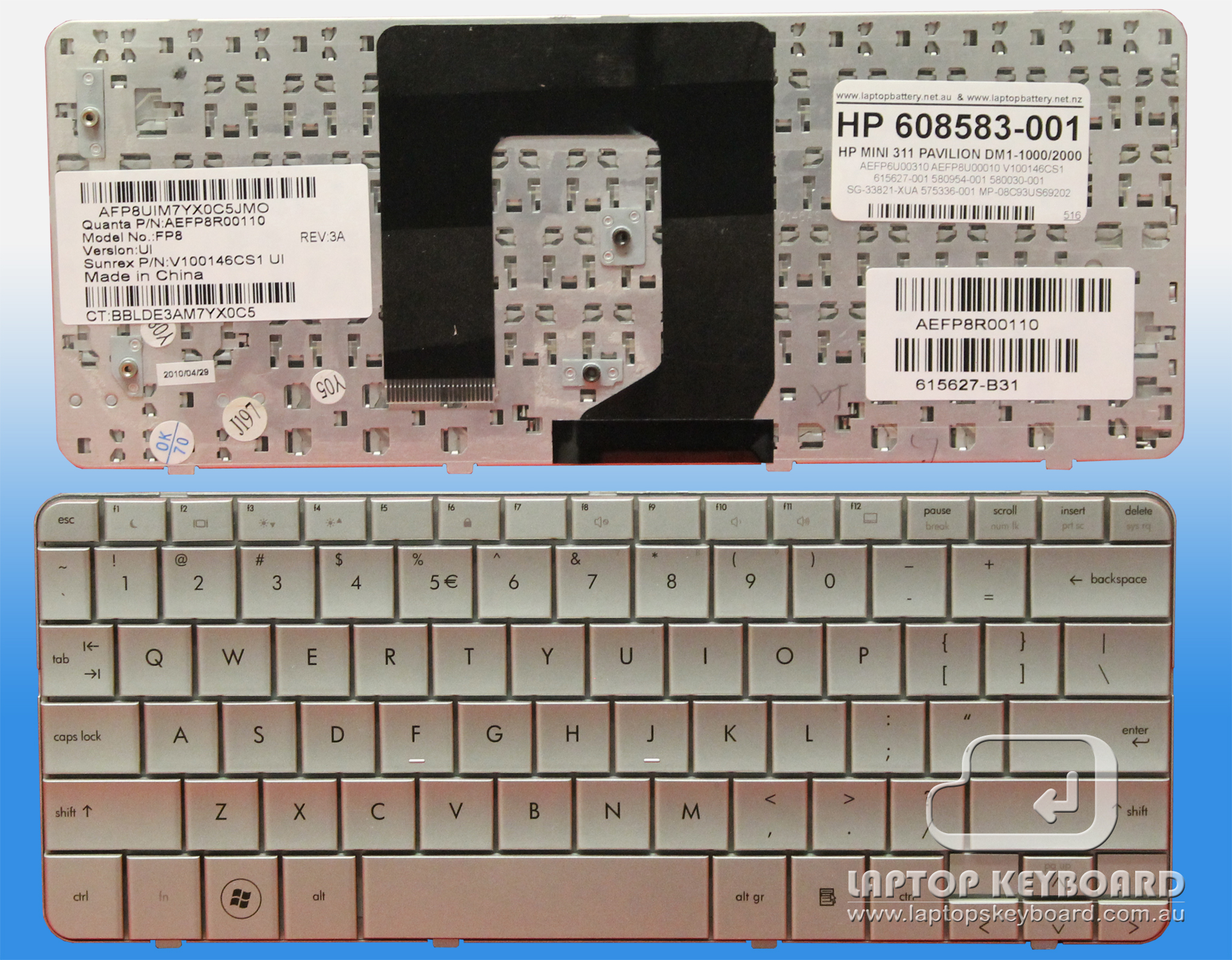 HP PAVILION DM1-1000 DM1-2000 REPLACE KEYBOARD SLIVER 608583-001 - Click Image to Close