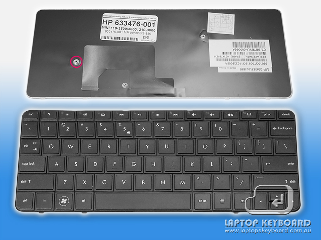 HP COMPAQ MINI 110-3500 MINI 1103 US REPLACE KEYBOARD 633476-001 - Click Image to Close