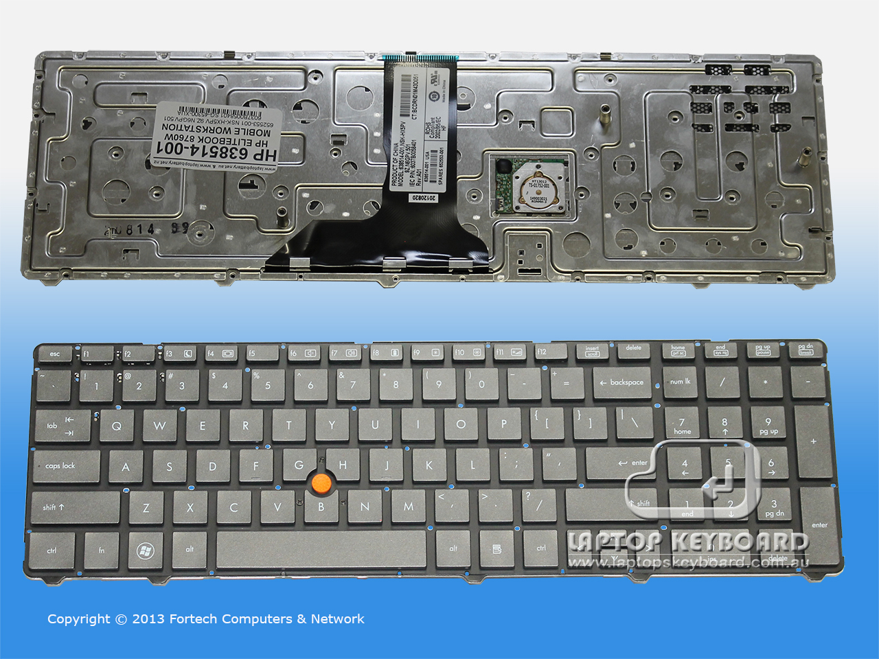 HP COMPAQ ELITEBOOK 8760W US REPLACEMENT KEYBOARD 638514-001 - Click Image to Close