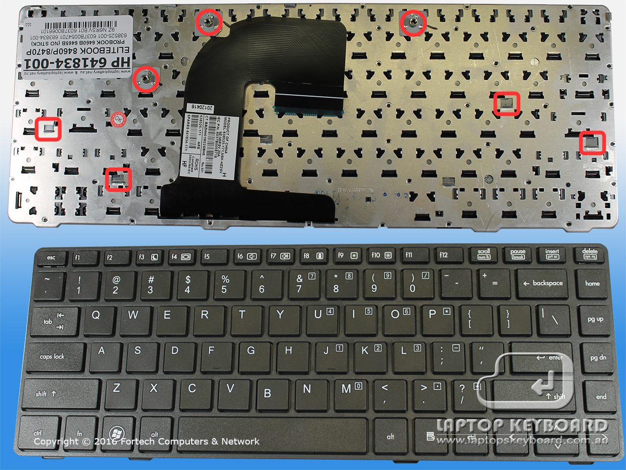 HP COMPAQ ELITEBOOK 8460P US REPLACEMENT KEYBOARD 641834-001 - Click Image to Close
