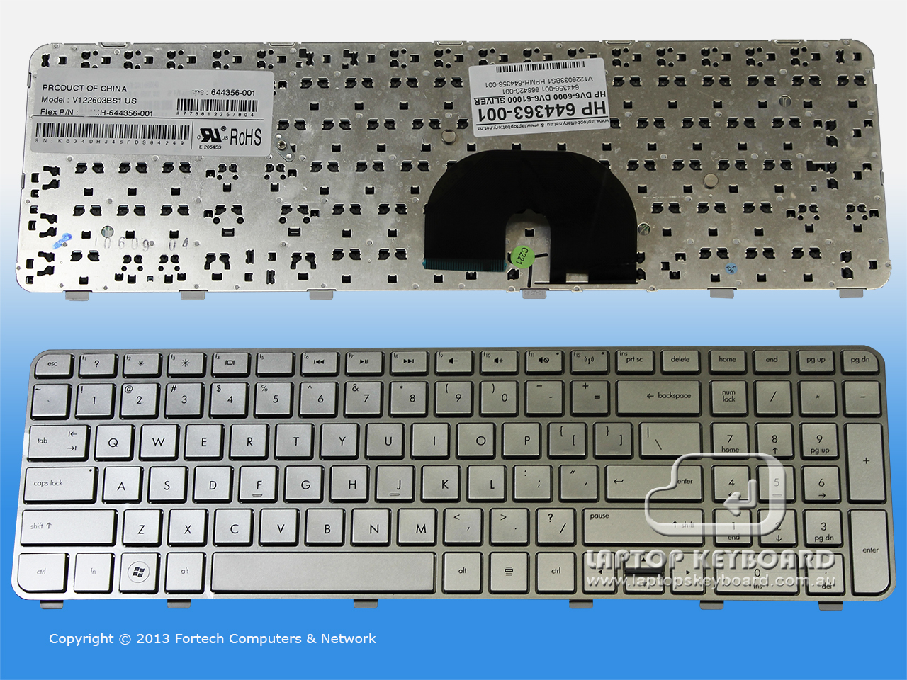 HP PAVILION DV6-6000, DV6-6100 US SLIVER KEYBOARD 644363-001 - Click Image to Close