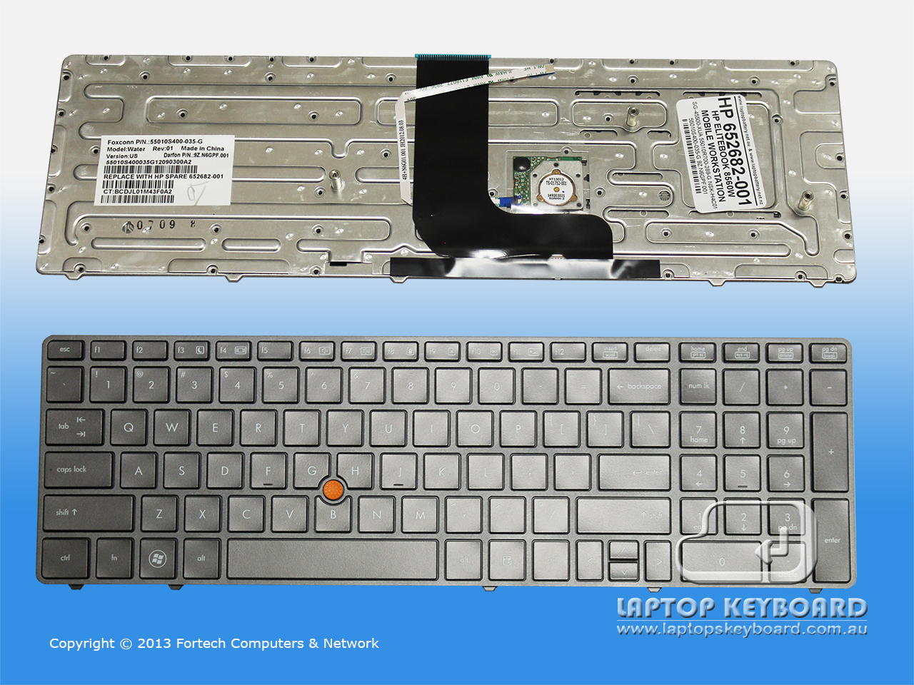 HP COMPAQ ELITEBOOK 8560W US REPLACEMENT KEYBOARD 652682-001 - Click Image to Close