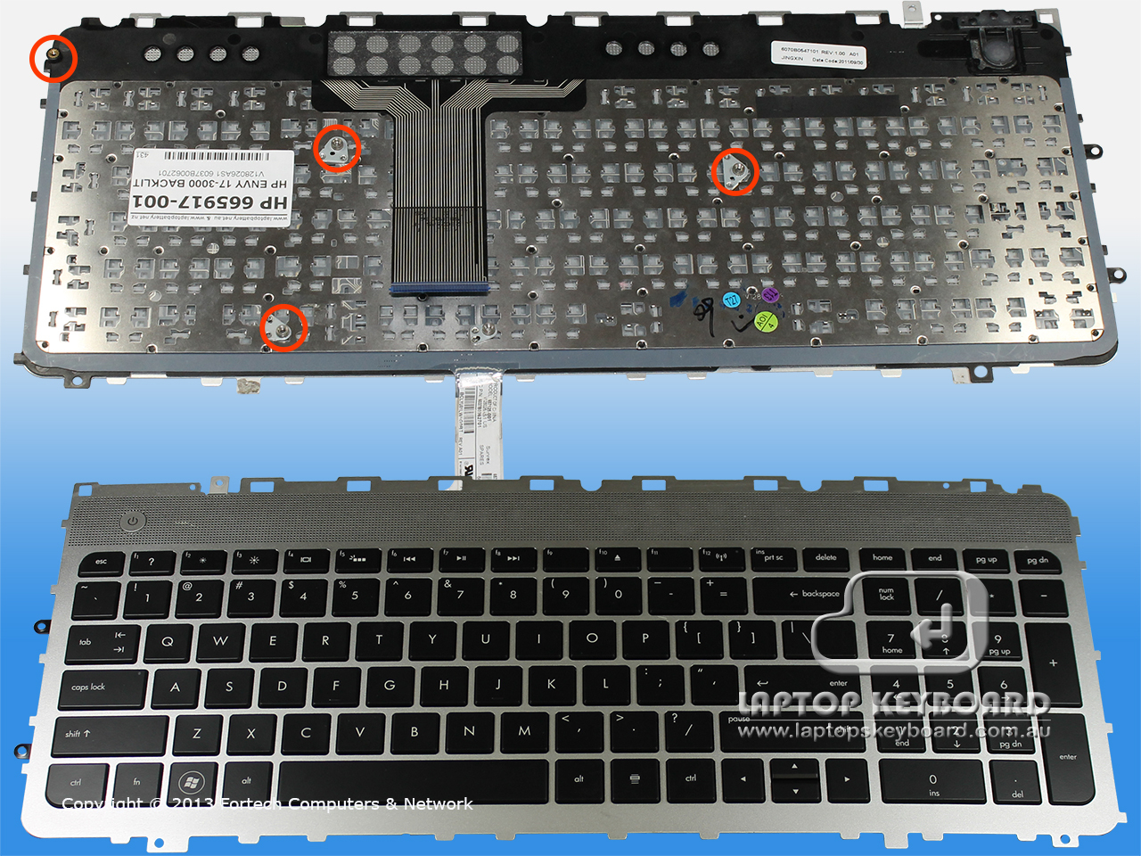 HP ENVY 17-3000 US KEYBOARD BACKLIT BLACK 665917-001 - Click Image to Close