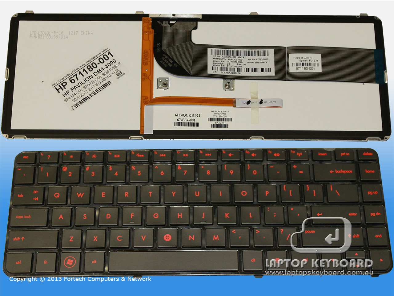 HP PAVILION DV4-3000, DM4-3000 US REPLACE KEYBOARD 671180-001 - Click Image to Close