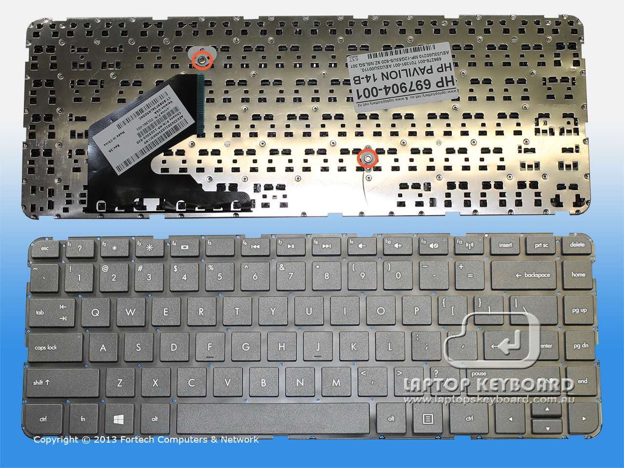 HP PAVILION 14-B000, 14-B100 REPLACE KEYBOARD BLACK 697904-001 - Click Image to Close