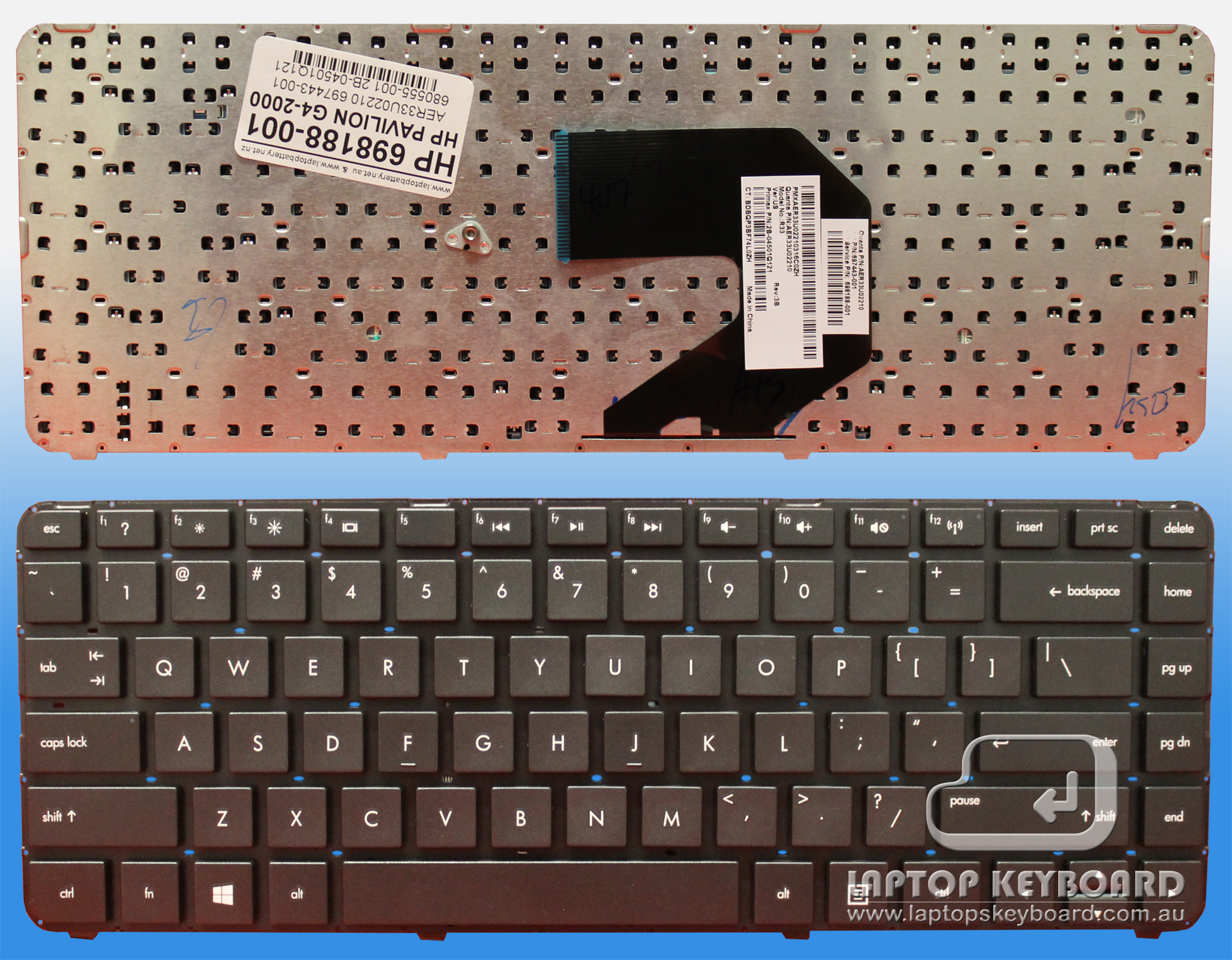 HP PAVILION G4-2000, G4-2100 US REPLACE KEYBOARD 698188-001 - Click Image to Close