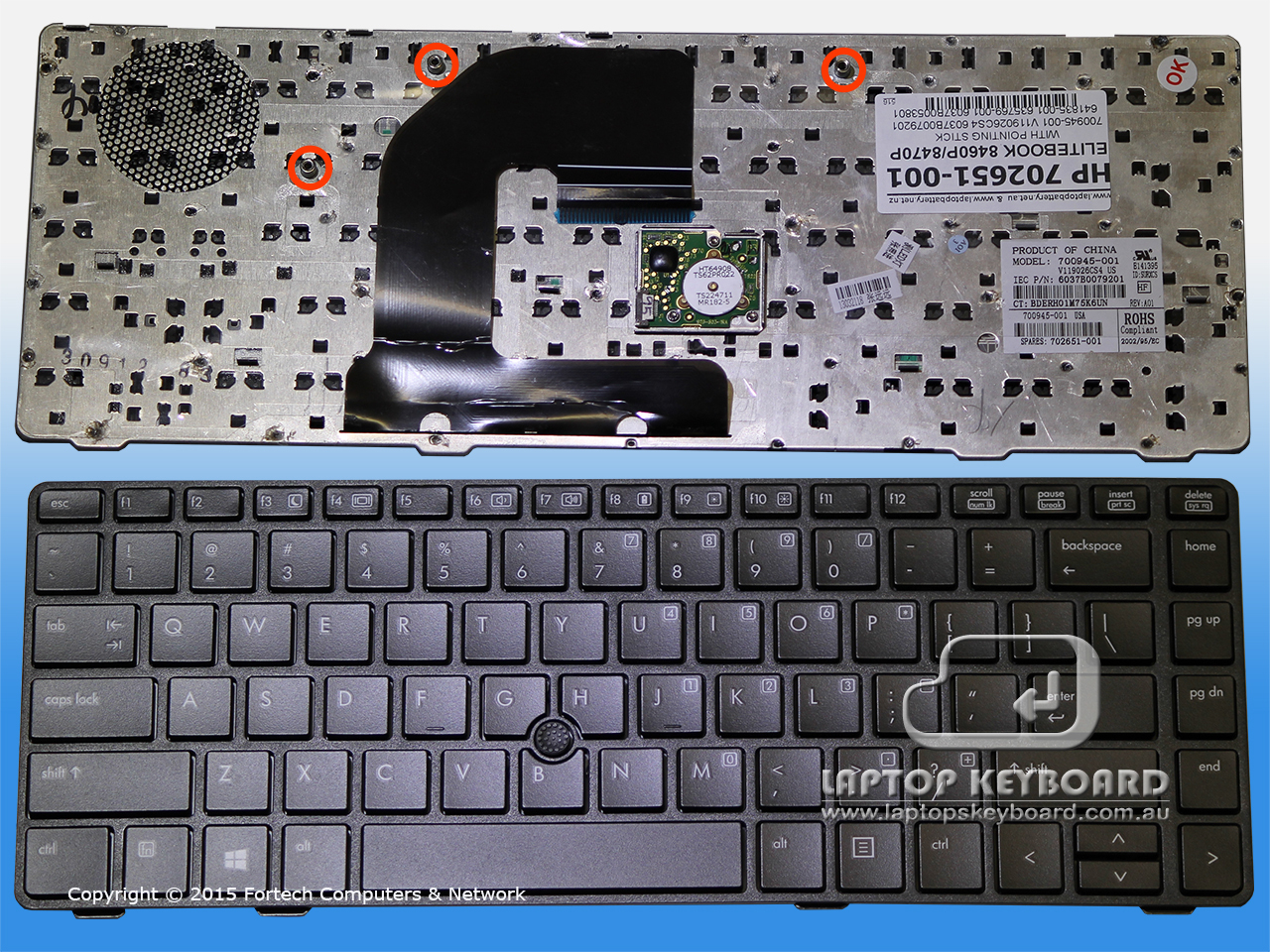 HP COMPAQ ELITEBOOK 8470P US REPLACEMENT KEYBOARD 702651-001 - Click Image to Close