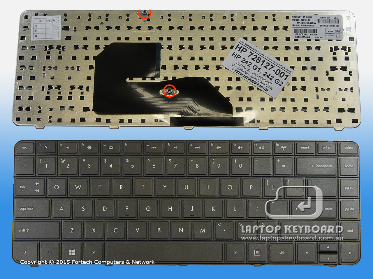 HP 242 G1, 242 G2 US BLACK REPLACE KEYBOARD 728127-001 - Click Image to Close