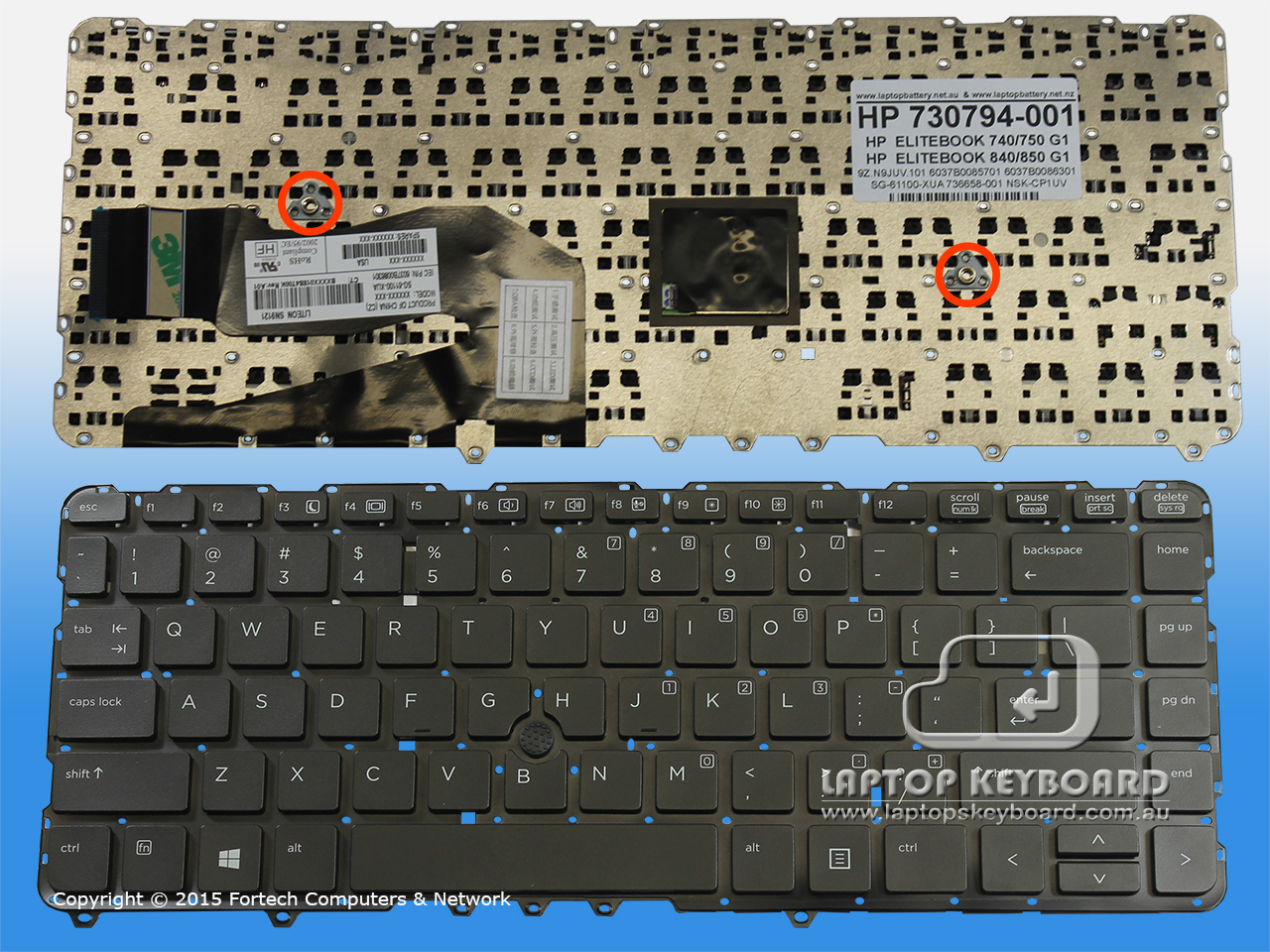 HP ELITEBOOK 740/750 G1, 840/850 G1 US KEYBOARD 730794-001 - Click Image to Close