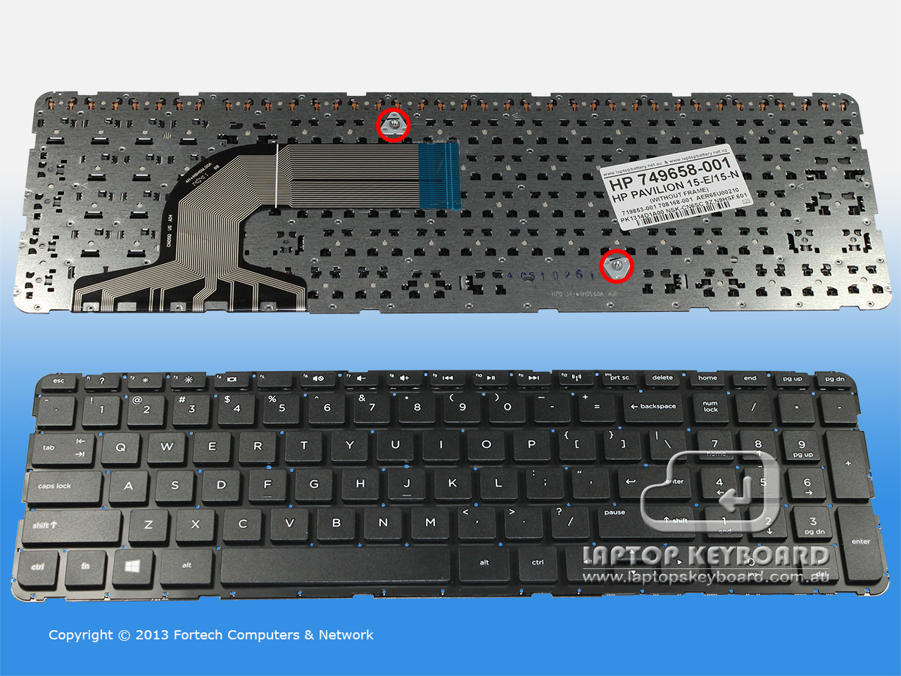 HP PAVILION 15-E000, 15-N000 KEYBOARD BLACK NO FRAME 749658-001 - Click Image to Close