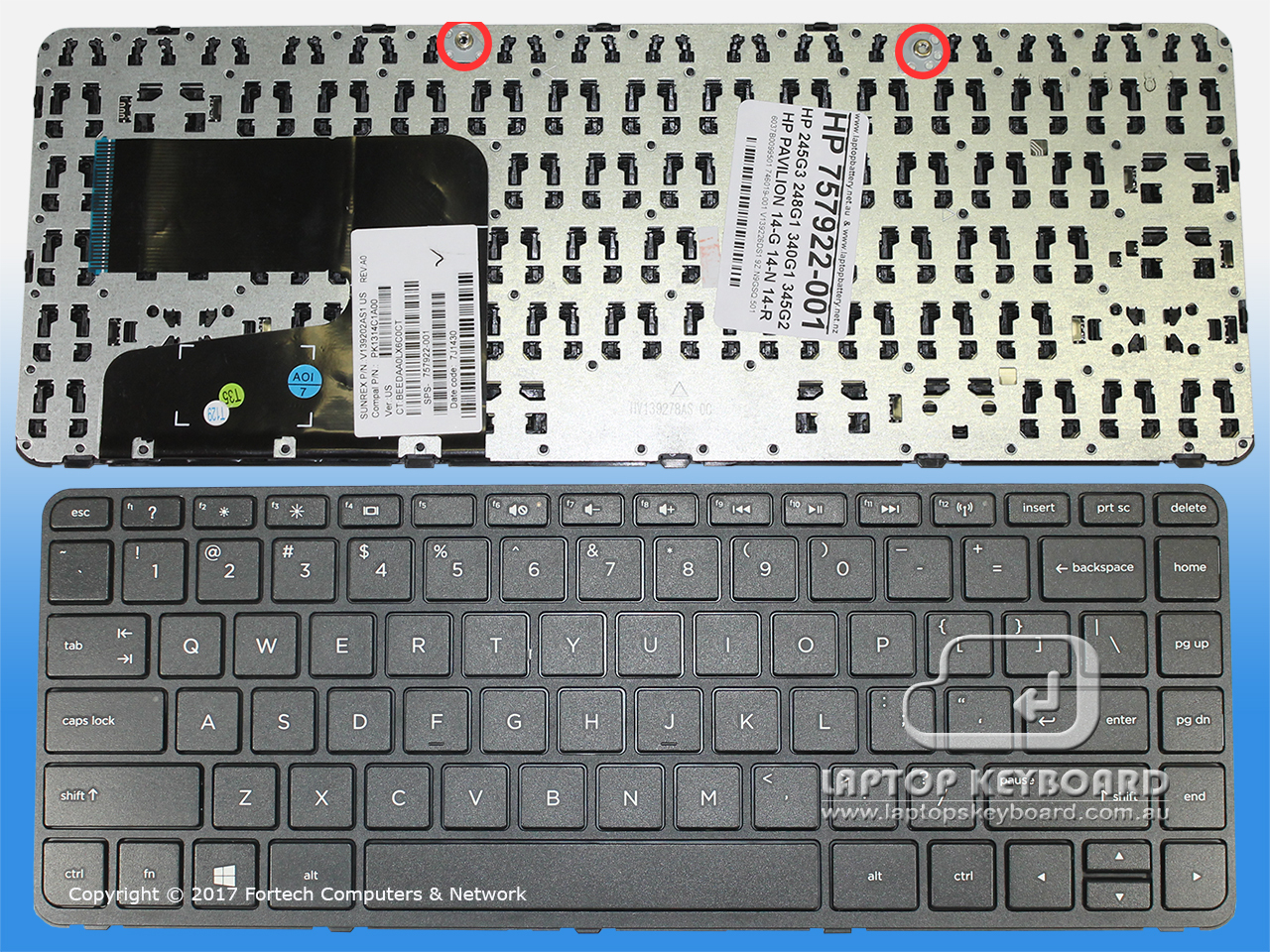 HP 248 G1 340 G1 345 G2 US BLACK REPLACE KEYBOARD 757922-001 - Click Image to Close