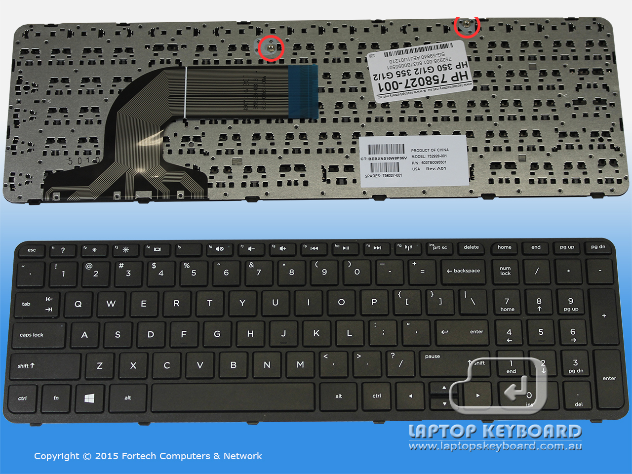HP 350 G1, 355 G2 US BLACK REPLACE KEYBOARD 758027-001 - Click Image to Close