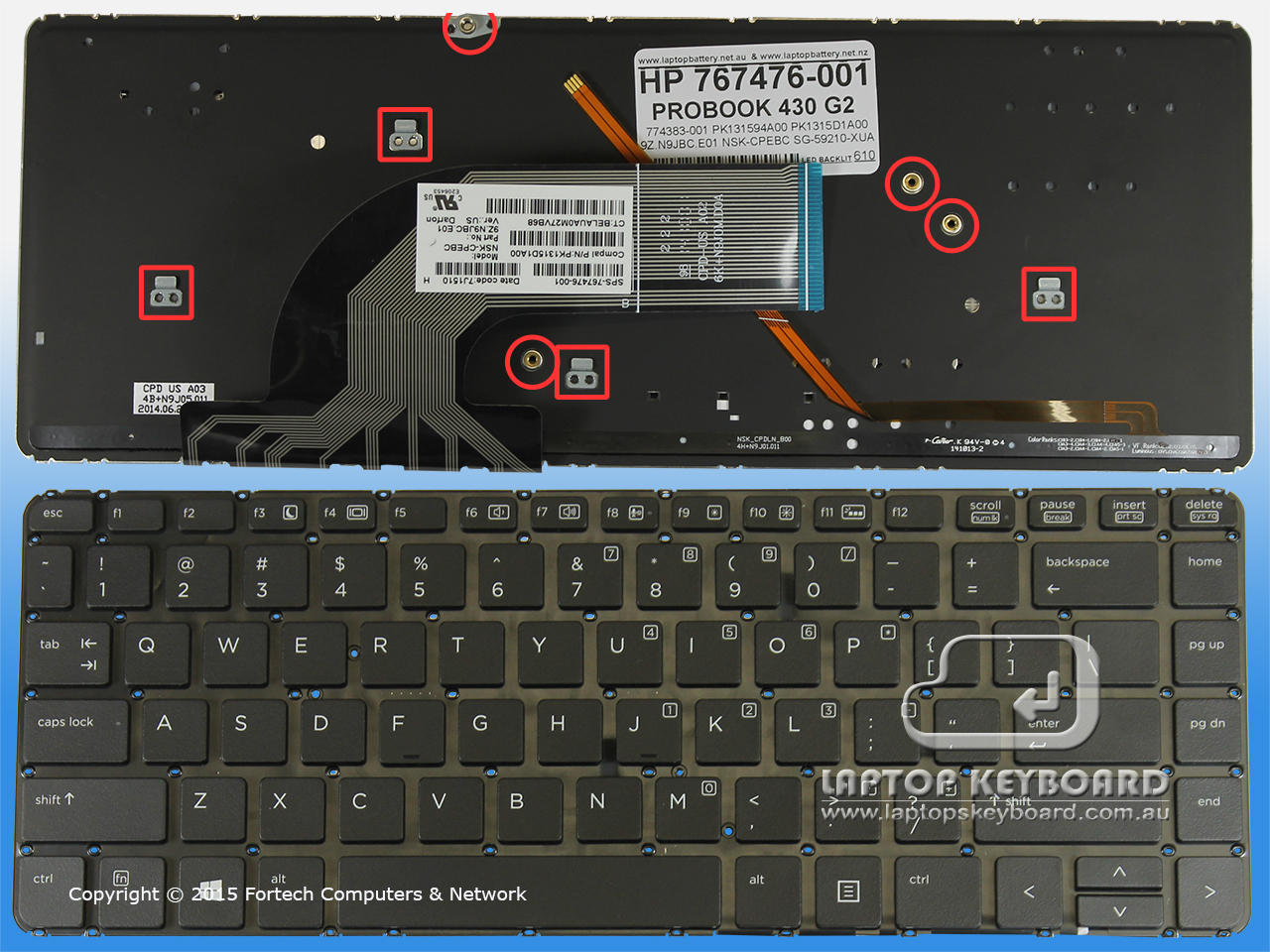 HP PROBOOK 430 G2 US BLACK REPLACE KEYBOARD BLACKLIT 767476-001 - Click Image to Close