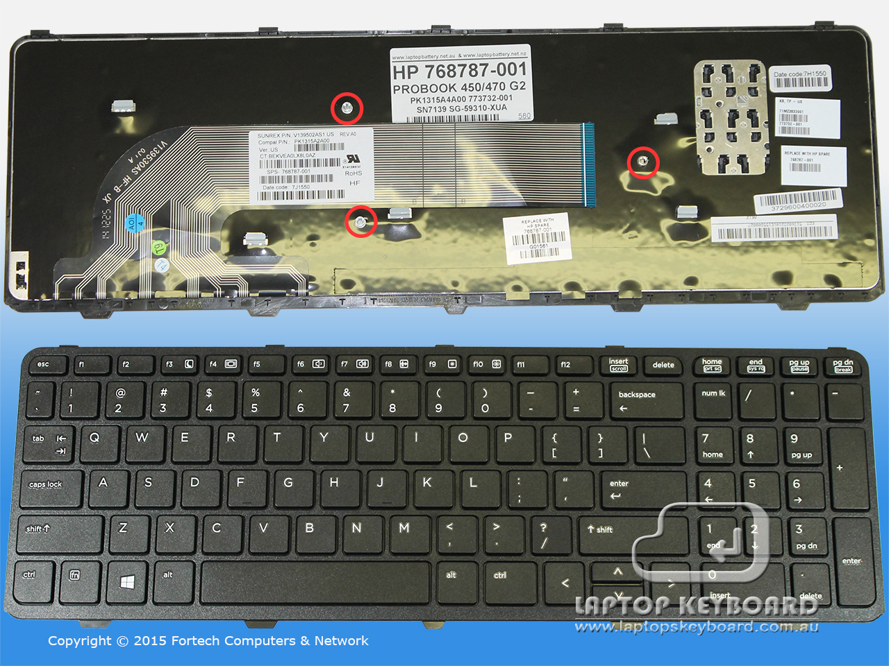 HP PROBOOK 450 G2, 470 G2 US BLACK REPLACE KEYBOARD 768787-001 - Click Image to Close