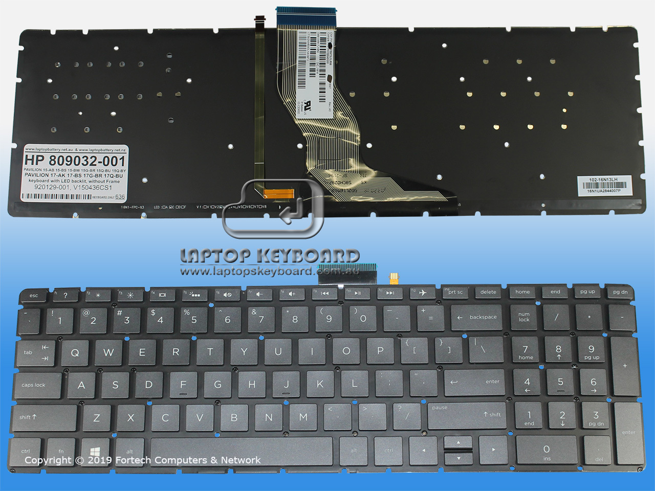 HP PAVILION 15-AB000 KEYBOARD BLACK NO FRAME BACKLIT 809032-001 - Click Image to Close