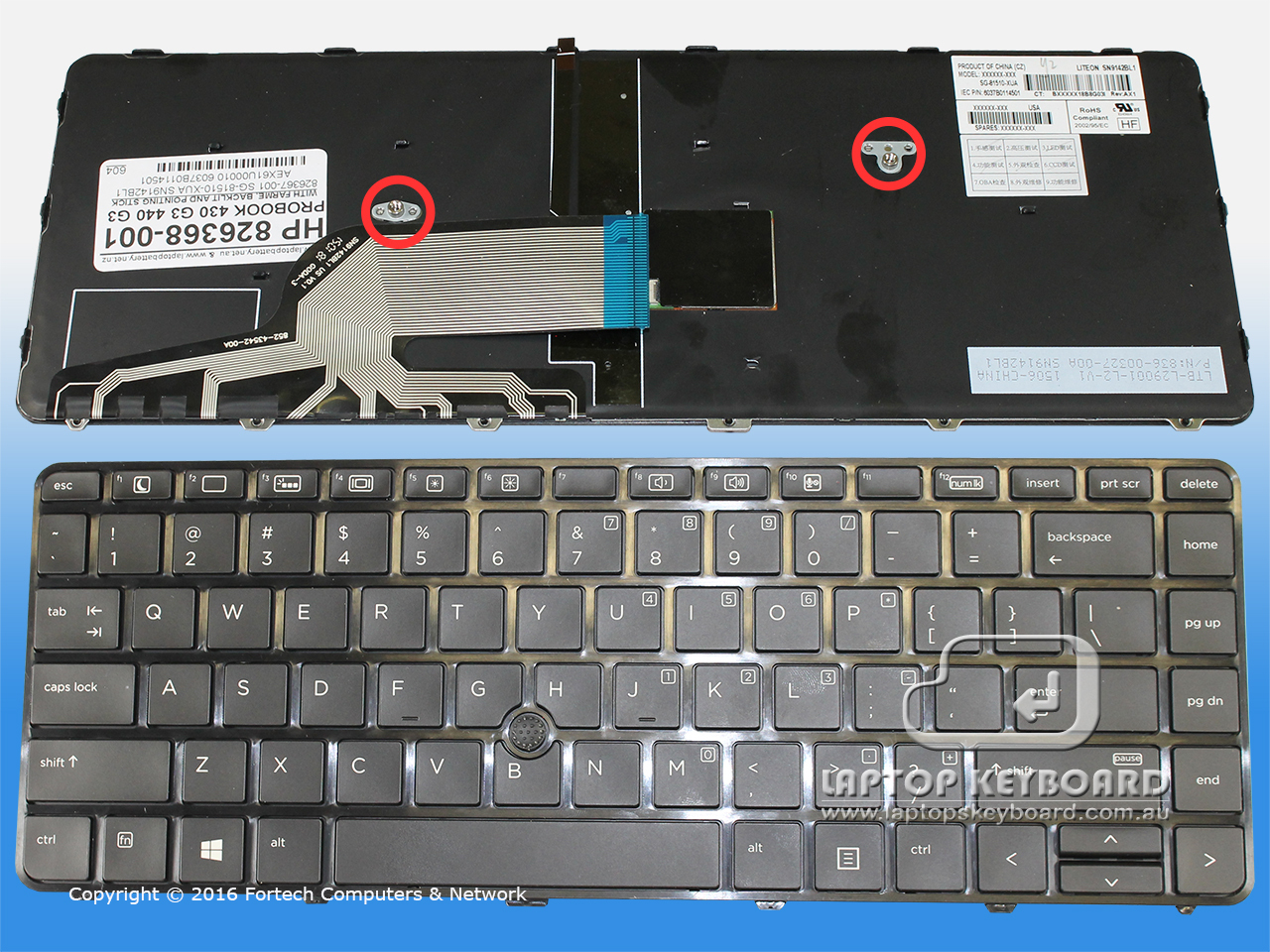 HP PROBOOK 430 G3, 440 G3 US BLACK BACKLIT KEYBOARD 826368-001 - Click Image to Close