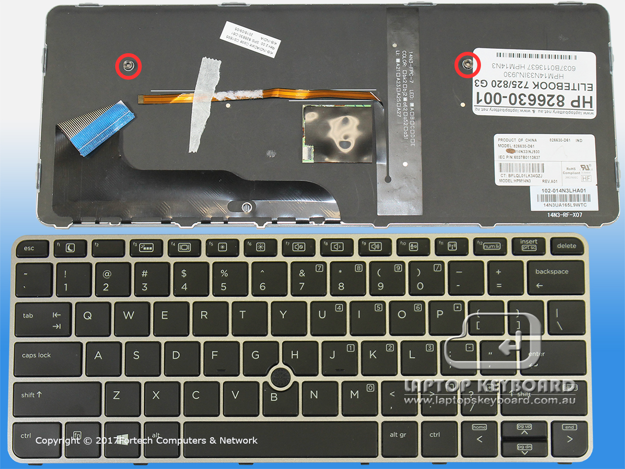HP ELITEBOOK 725 G3, 820 G3 US REPLACE KEYBOARD 826630-001 - Click Image to Close