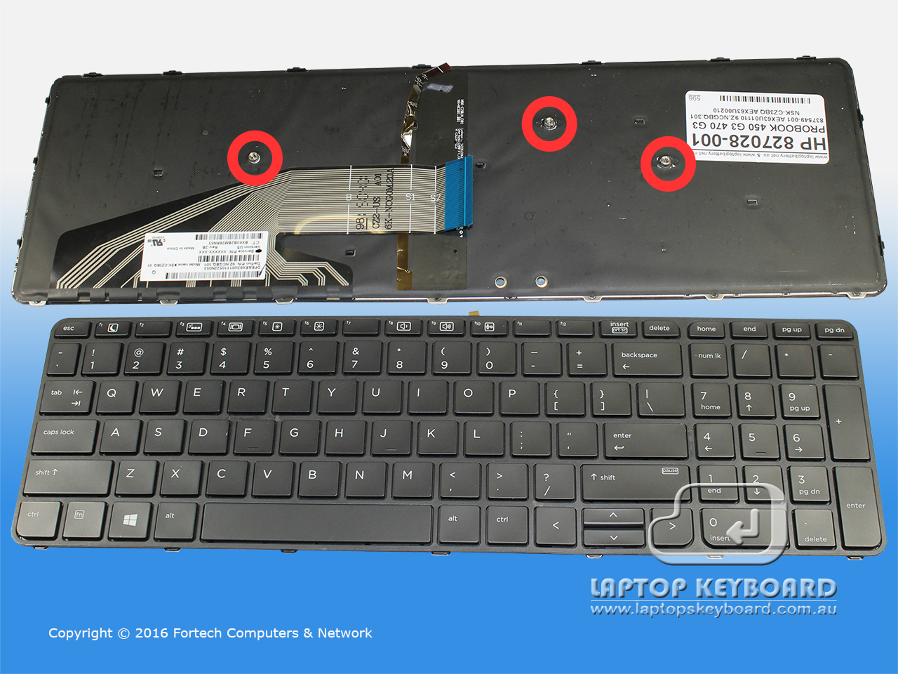 HP PROBOOK 450 G3, 455 G3, 470 G3 US BLACK KEYBOARD 827029-001 - Click Image to Close