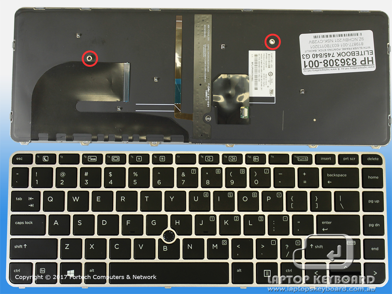 HP ELITEBOOK 745 G3, 840 G3 US BLACK KEYBOARD BACKLIT 836308-001 - Click Image to Close