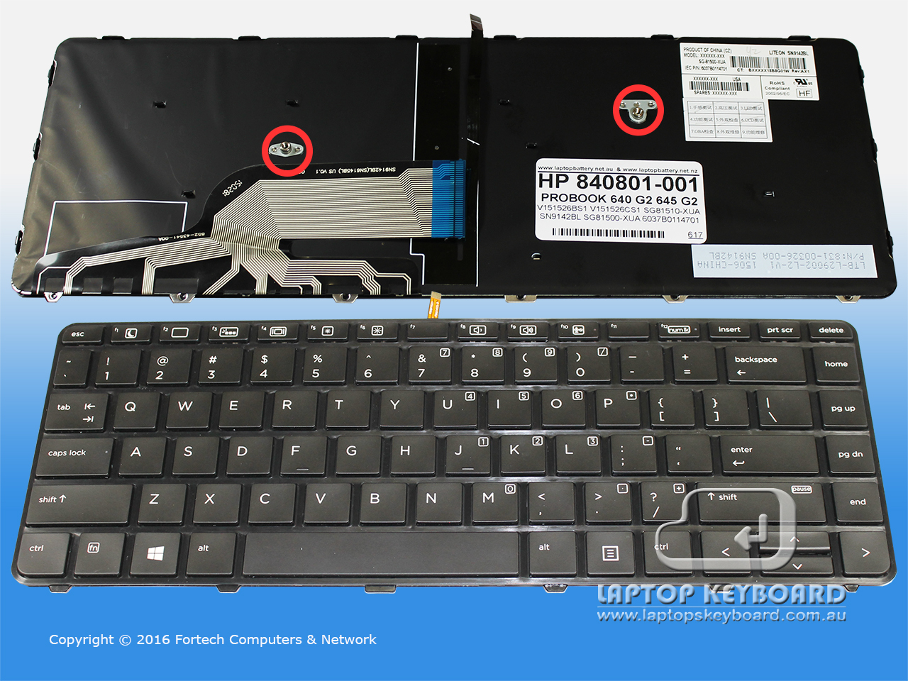 HP PROBOOK 640 G2, 645 G2 US BLACK KEYBOARD BACKLIT 840801-001 - Click Image to Close