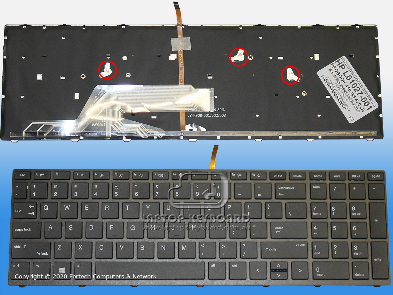 HP PROBOOK 450 G5, 455 G5, 470 G5 US KEYBOARD BACKLI L01027-001 - Click Image to Close