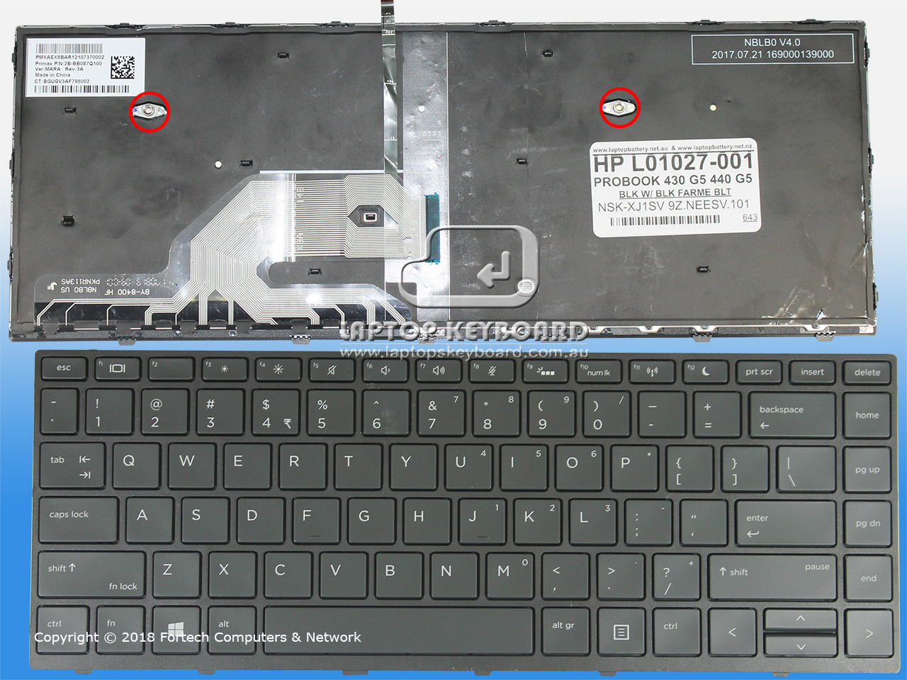 HP PROBOOK 430 G5 440 G5 445 G5 US BLACK KEYBOARD BL L01071-001 - Click Image to Close
