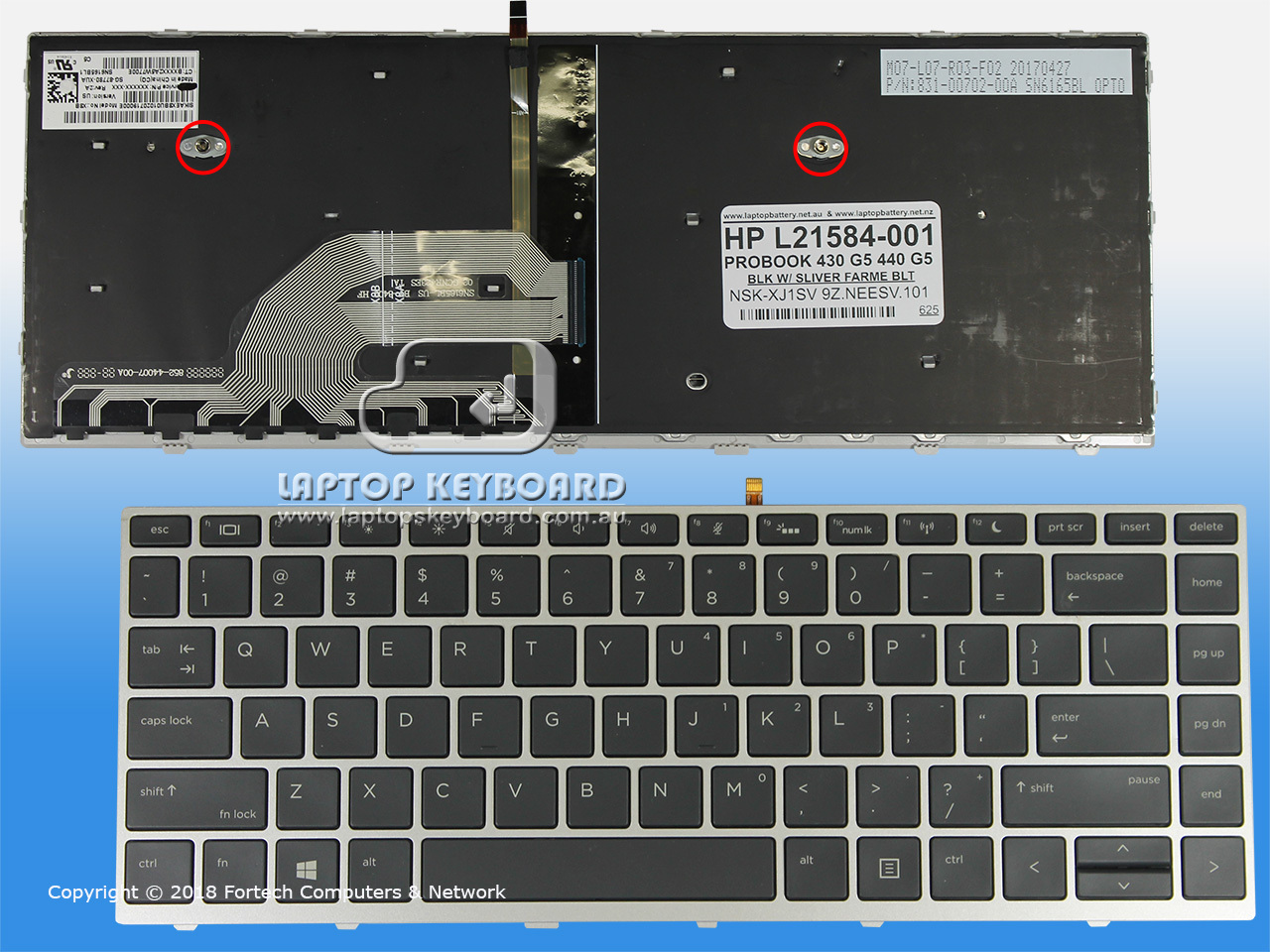 HP PROBOOK 430 G5 440 G5 445 G5 US BLACK KEYBOARD BL L21584-001 - Click Image to Close