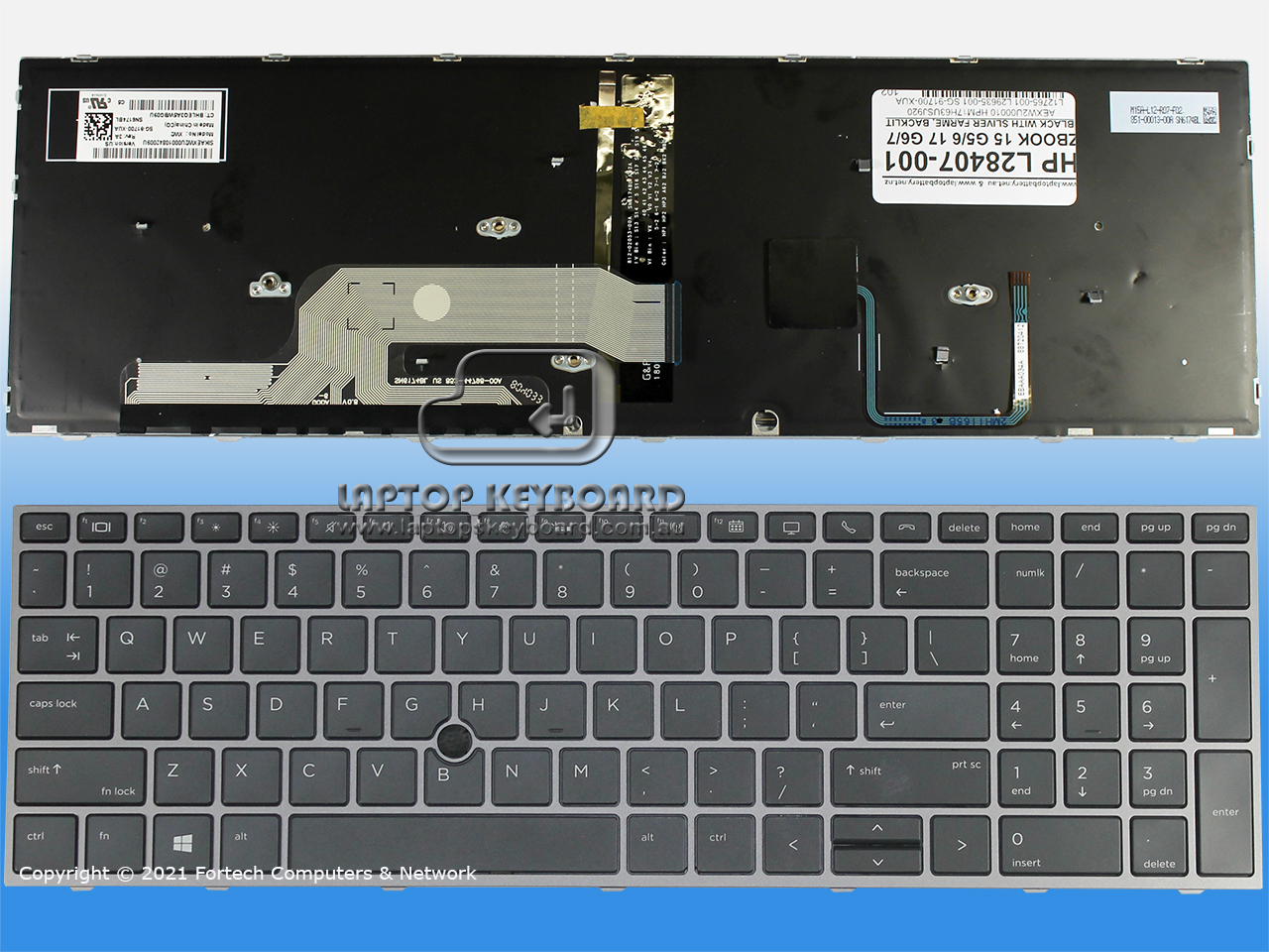 HP ZBOOK 15 G5/G6, 17 G6/G7 US BLACK KEYBOARD BACKLIT L28407-001 - Click Image to Close