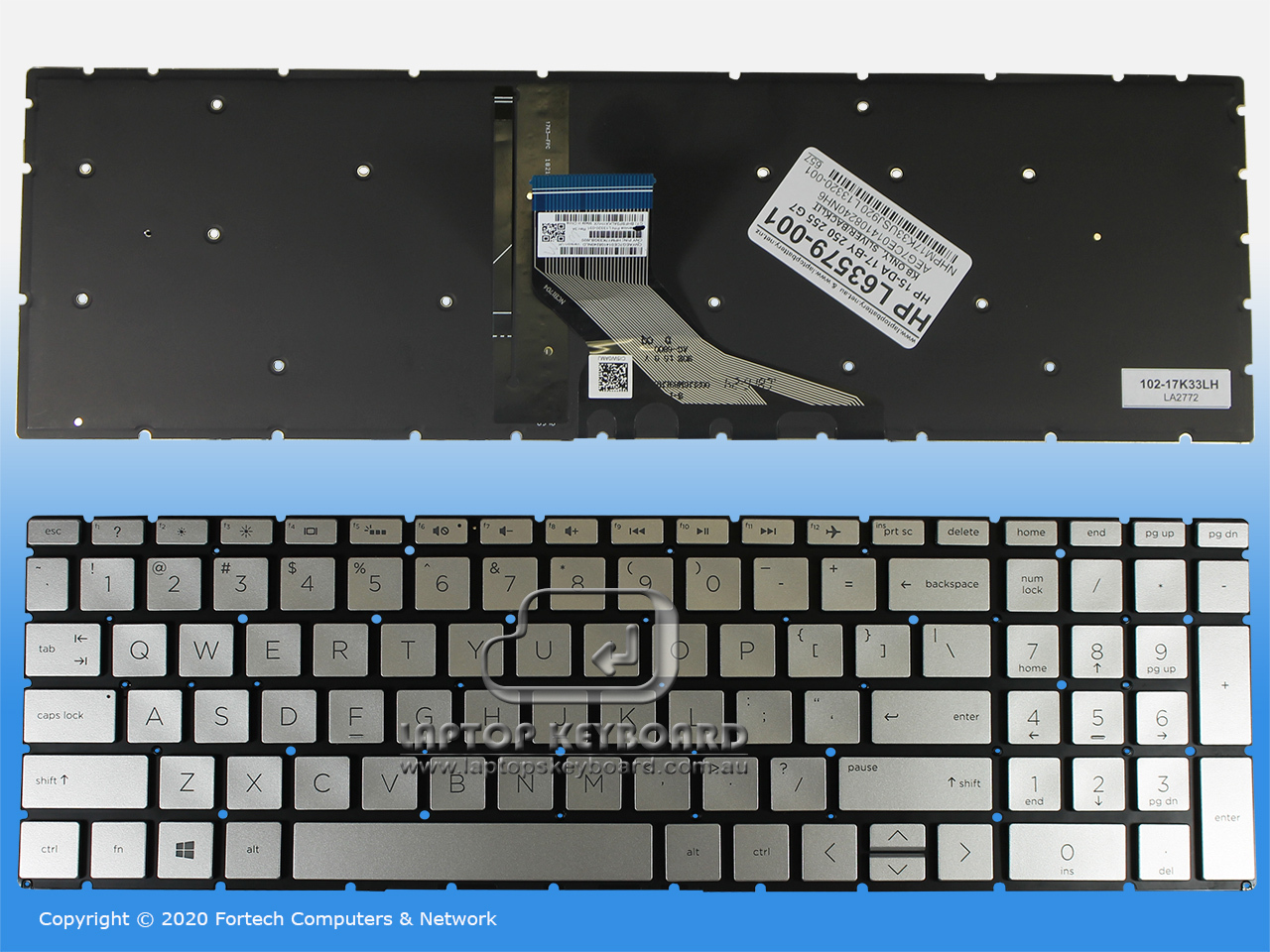 HP 250 G7 PAVILION 15-DA 17-BY SLIVER KEYBOARD L63579-001KB - Click Image to Close