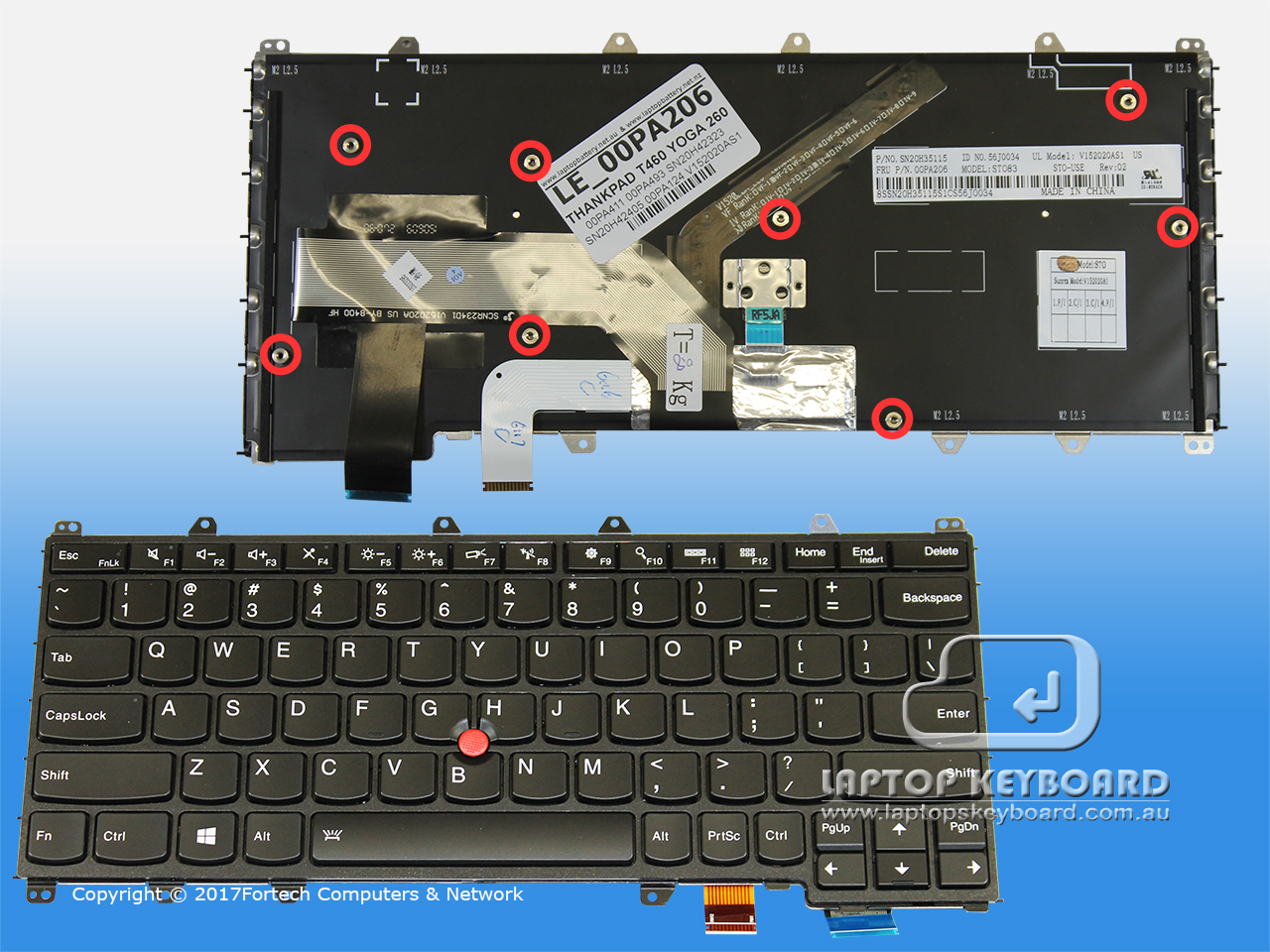 LENOVO THINKPAD YOGA 260 US KEYBOARD BACKLIT BLACK 00PA206 - Click Image to Close