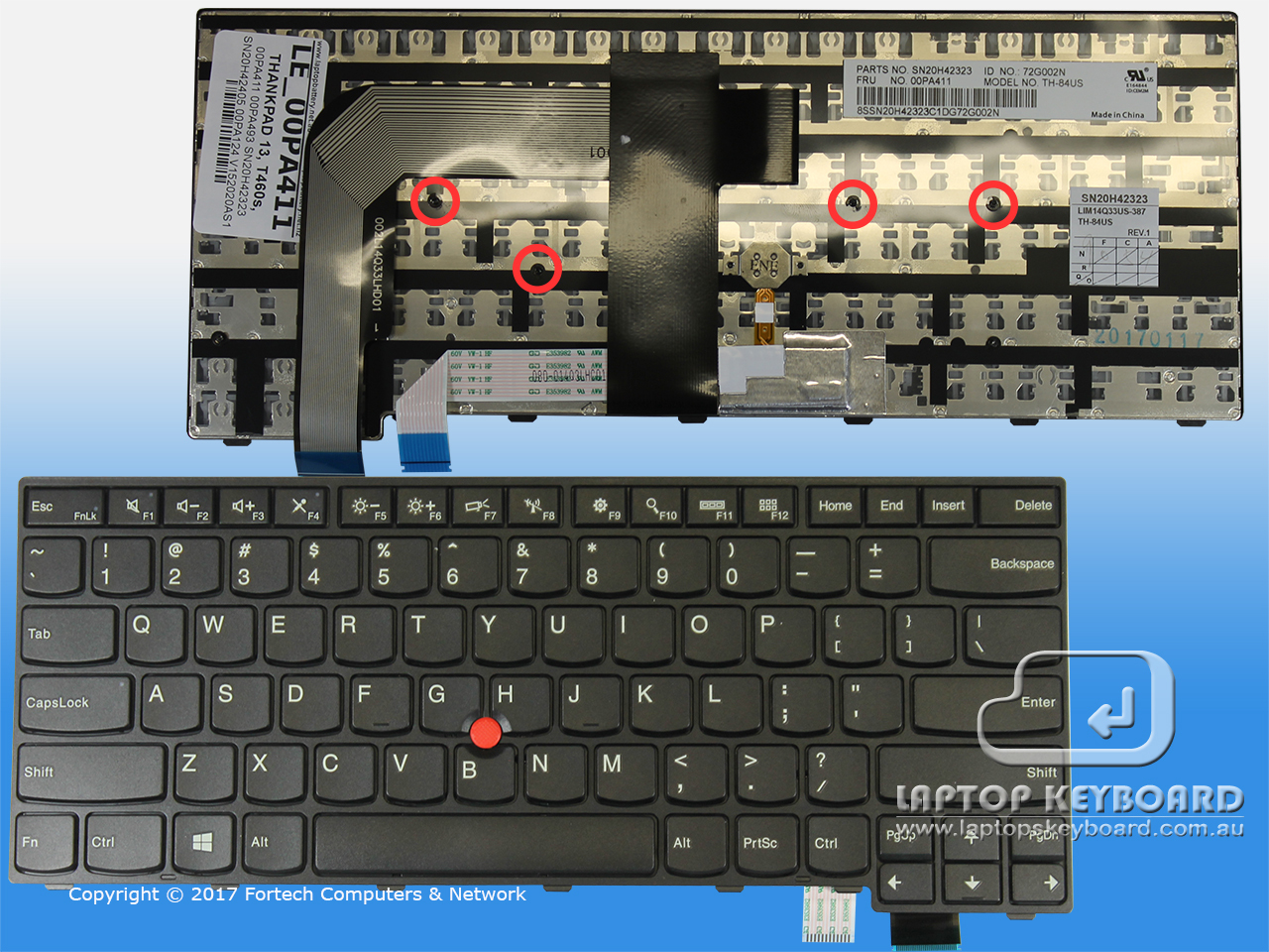 LENOVO THINKPAD 13, T460s US KEYBOARD BLACK 00PA411 - Click Image to Close