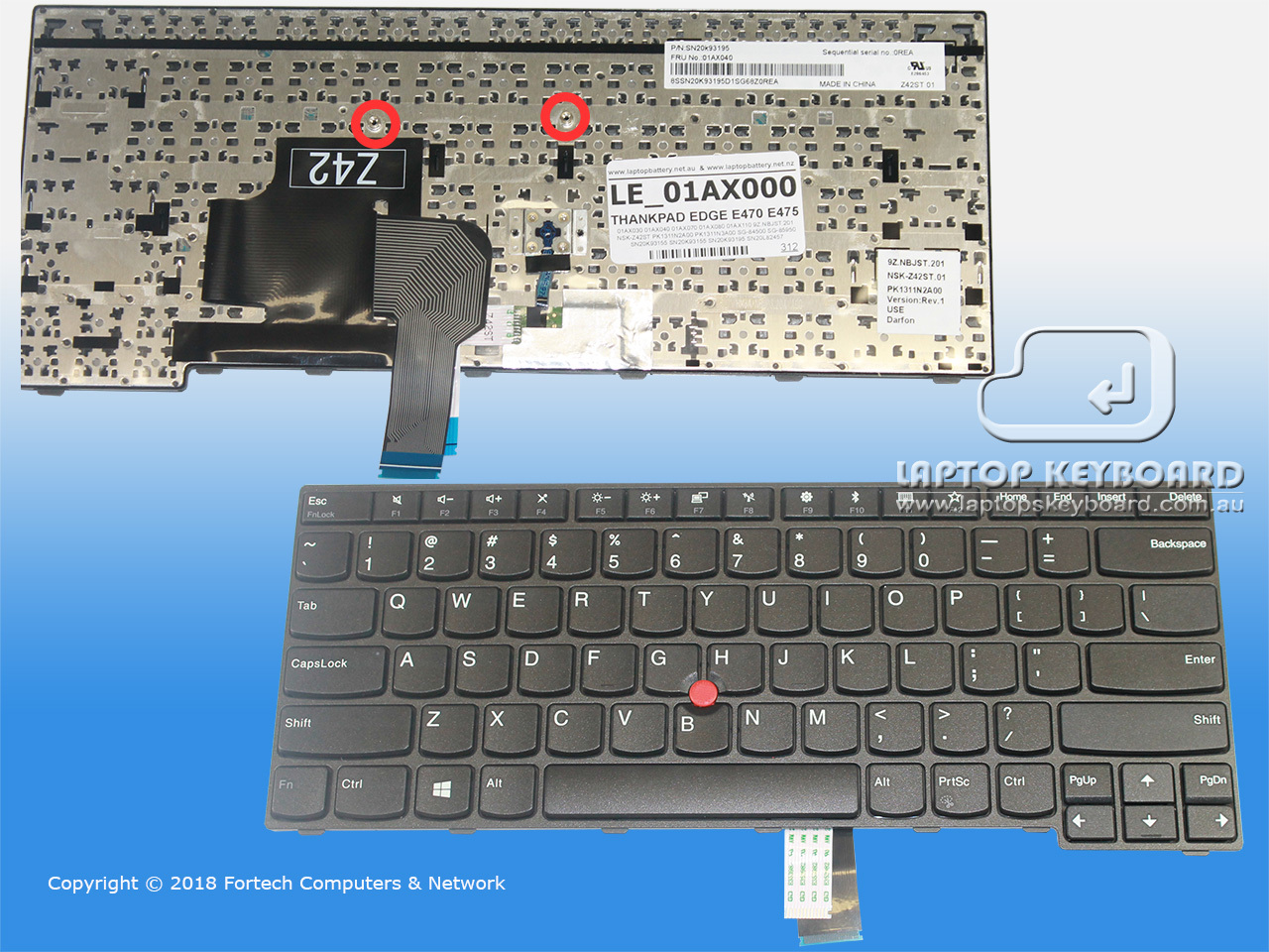 LENOVO THINKPAD EDGE E470, EDGE E470C, E475 US KEYBOARD 01AX000 - Click Image to Close