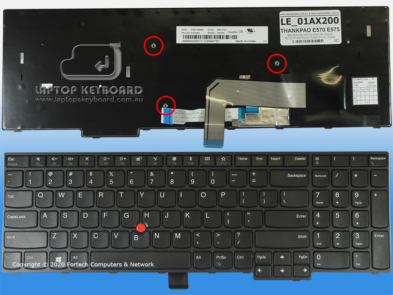 LENOVO THINKPAD EDGE E570, E575 US REPLACE KEYBOARD 01AX200 - Click Image to Close