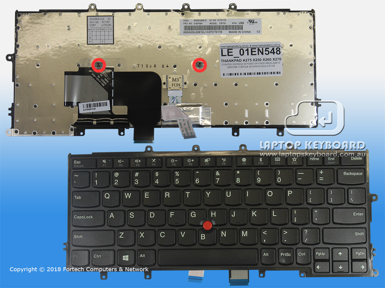 LENOVO THINKPAD A275 X250 X260 X270 US KEYBOARD BLACK 01EN548 - Click Image to Close