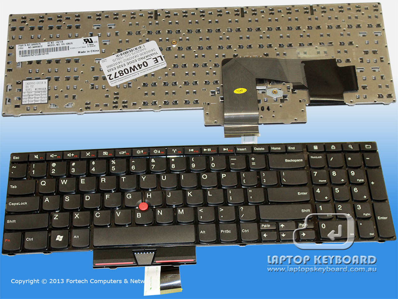 LENOVO THINKPAD EDGE E520 E525 US REPLACE KEYBOARD 04W0872 - Click Image to Close