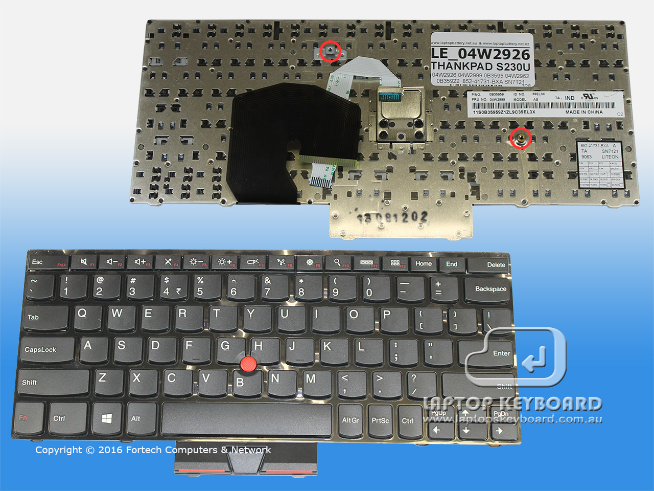 LENOVO THINKPAD S230U ULTRABOOK US REPLACE KEYBOARD 04W2926 - Click Image to Close