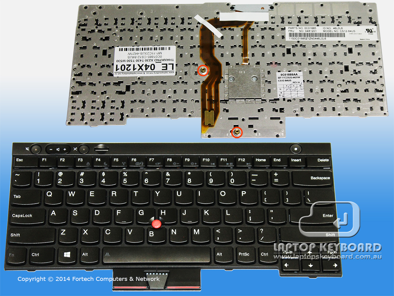 LENOVO THINKPAD T530 X230 W530 T430 US REPLACE KEYBOARD 04X1201 - Click Image to Close