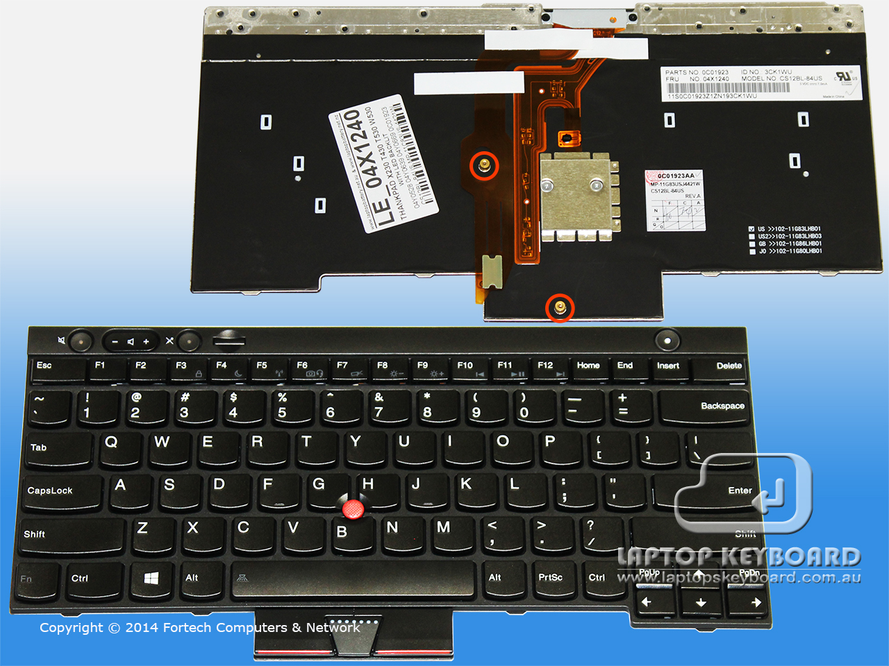 LENOVO THINKPAD T530 X230 W530 T430 US BLACKLIT KEYBOARD 04X1240 - Click Image to Close