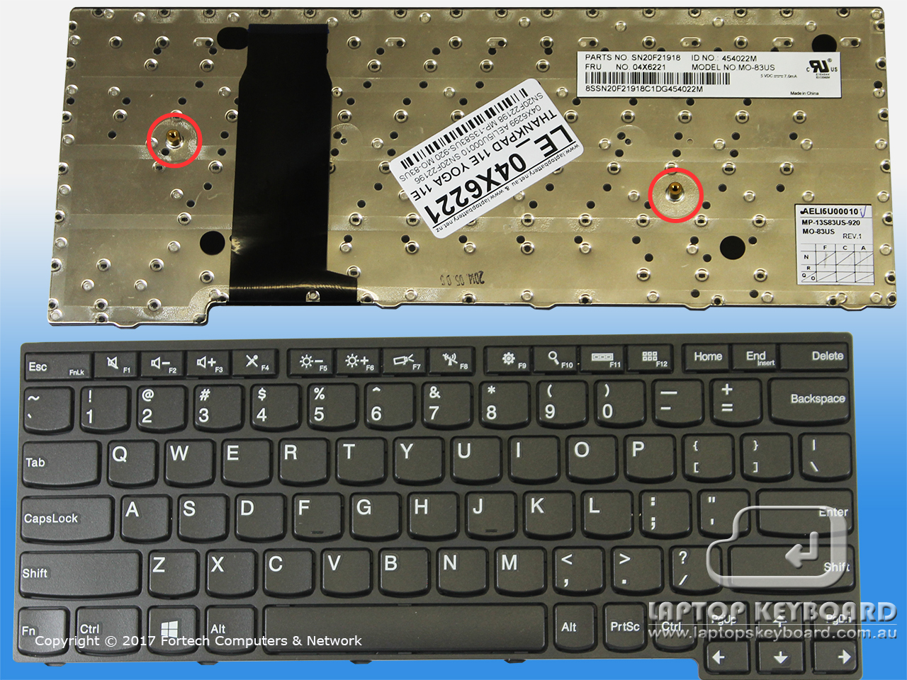 LENOVO THINKPAD 11E YOGA 11E US KEYBOARD BLACK 04X6221 - Click Image to Close