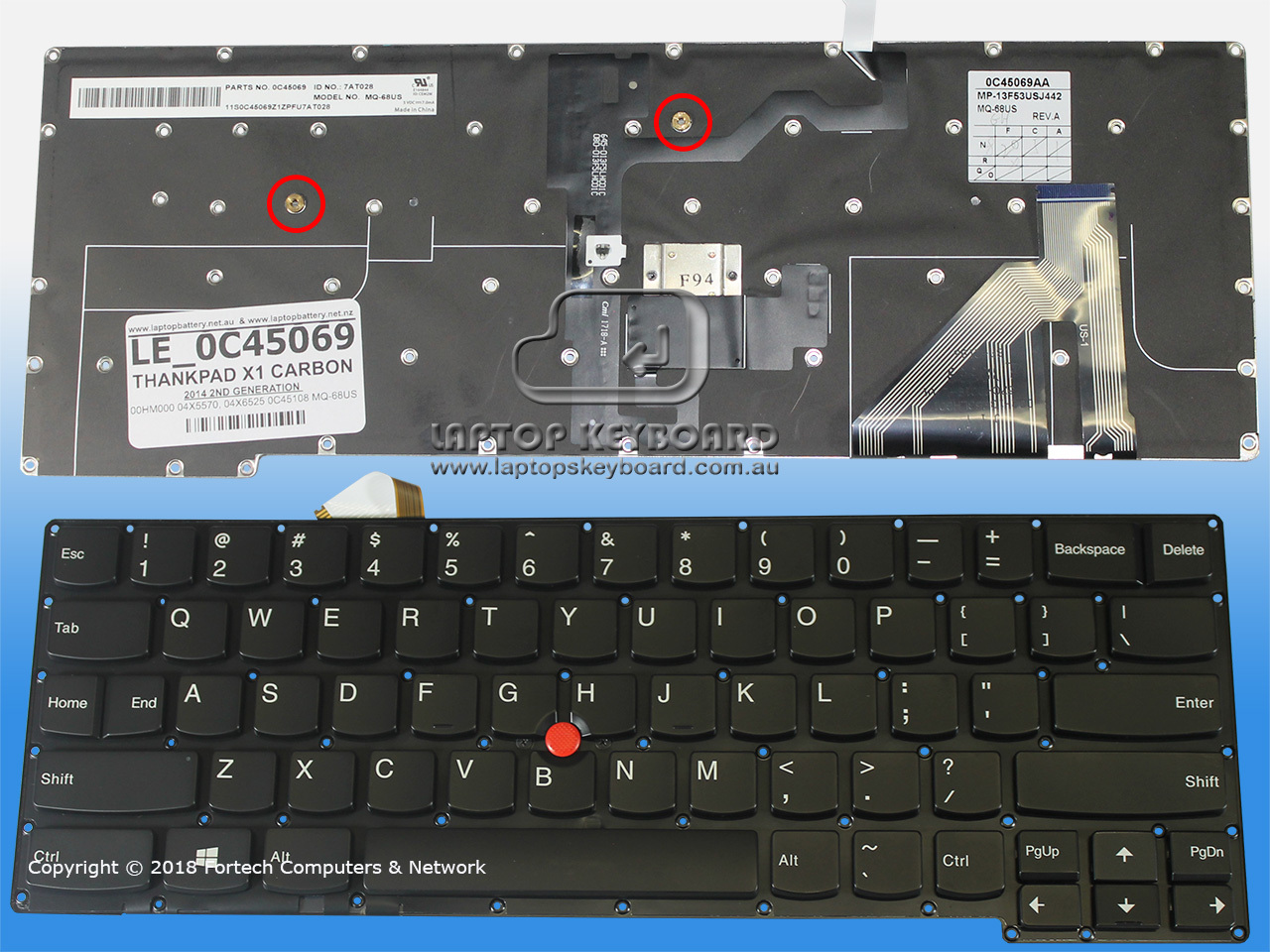 LENOVO THINKPAD X1 CARBON GEN 2 (2014) US KEYBOARD ONLY 0C45069 - Click Image to Close