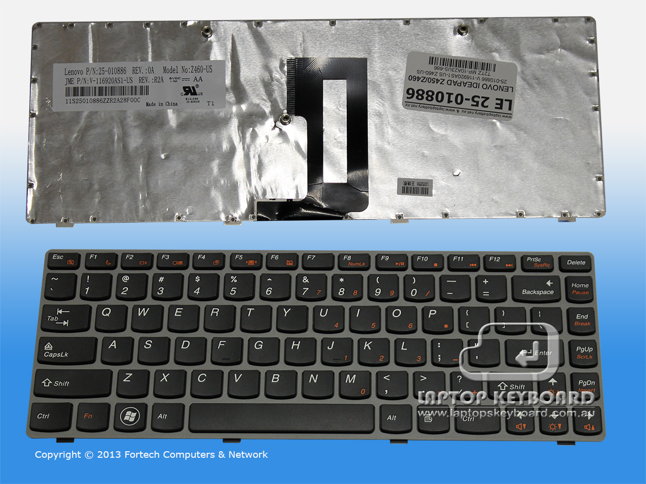 LENOVO IDEAPAD Z460 US BLACK REPLACEMENT KEYBOARD 25-010886 - Click Image to Close