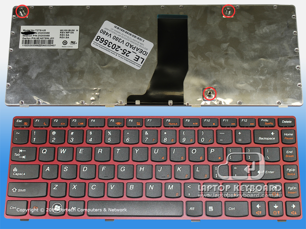 LENOVO IDEAPAD V380 V480 US BLACK KEYBOARD 25203568 - Click Image to Close