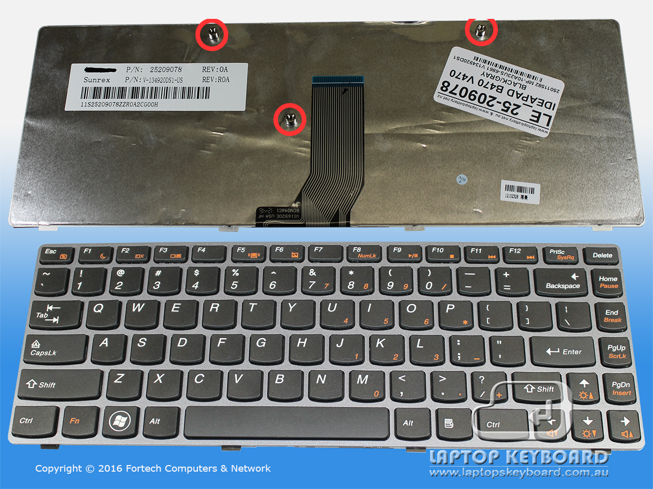 LENOVO IDEAPAD B470, G470, V470 US BLACK/GRAY KEYBOARD 25-209078 - Click Image to Close