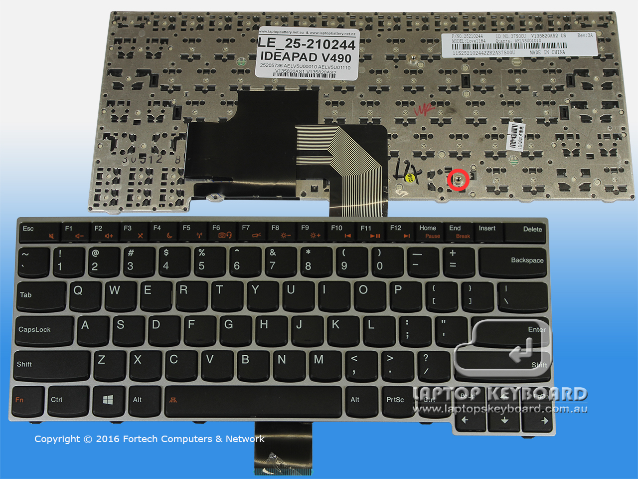 LENOVO IDEAPAD V490 US REPLACEMENT BLACK KEYBOARD 25210244 - Click Image to Close