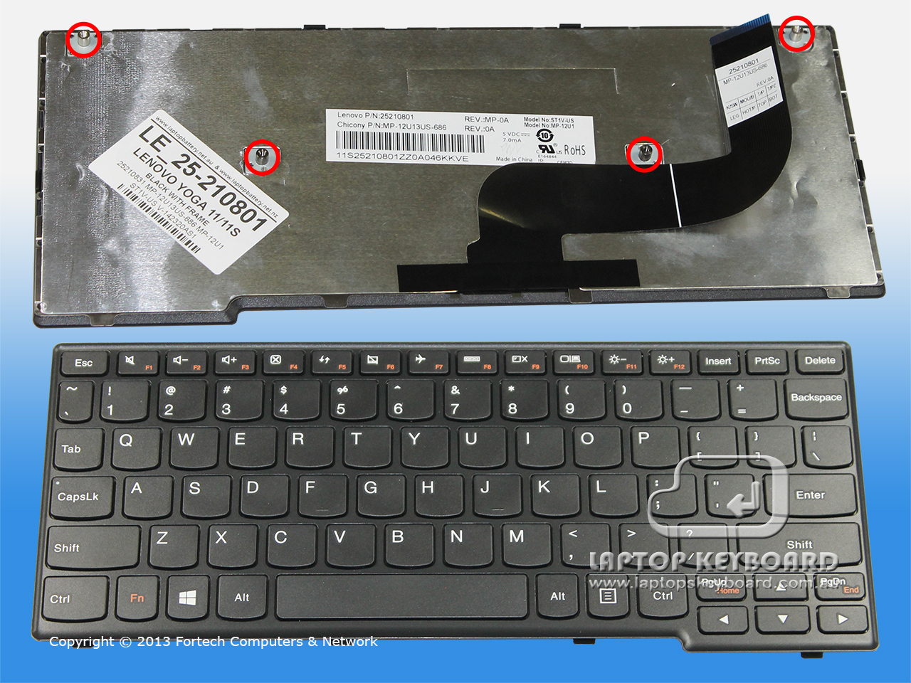 LENOVO YOGA 11/11S US KEYBOARD BLACK 25-210801 - Click Image to Close