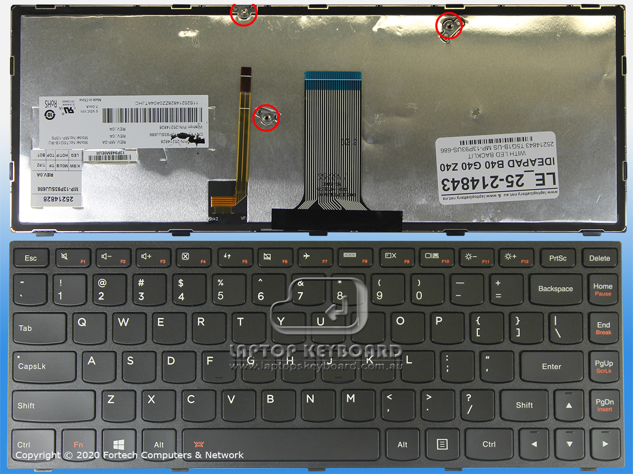 LENOVO IDEAPAD B40, G40, Z40 US KEYBOARD BLACK / BACKLIT 25-2148 - Click Image to Close