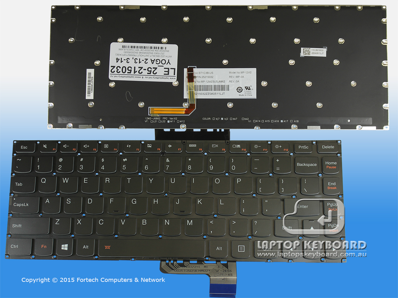 LENOVO YOGA 2 13, YOGA 3 14 US KEYBOARD BLACK 25-215032 - Click Image to Close