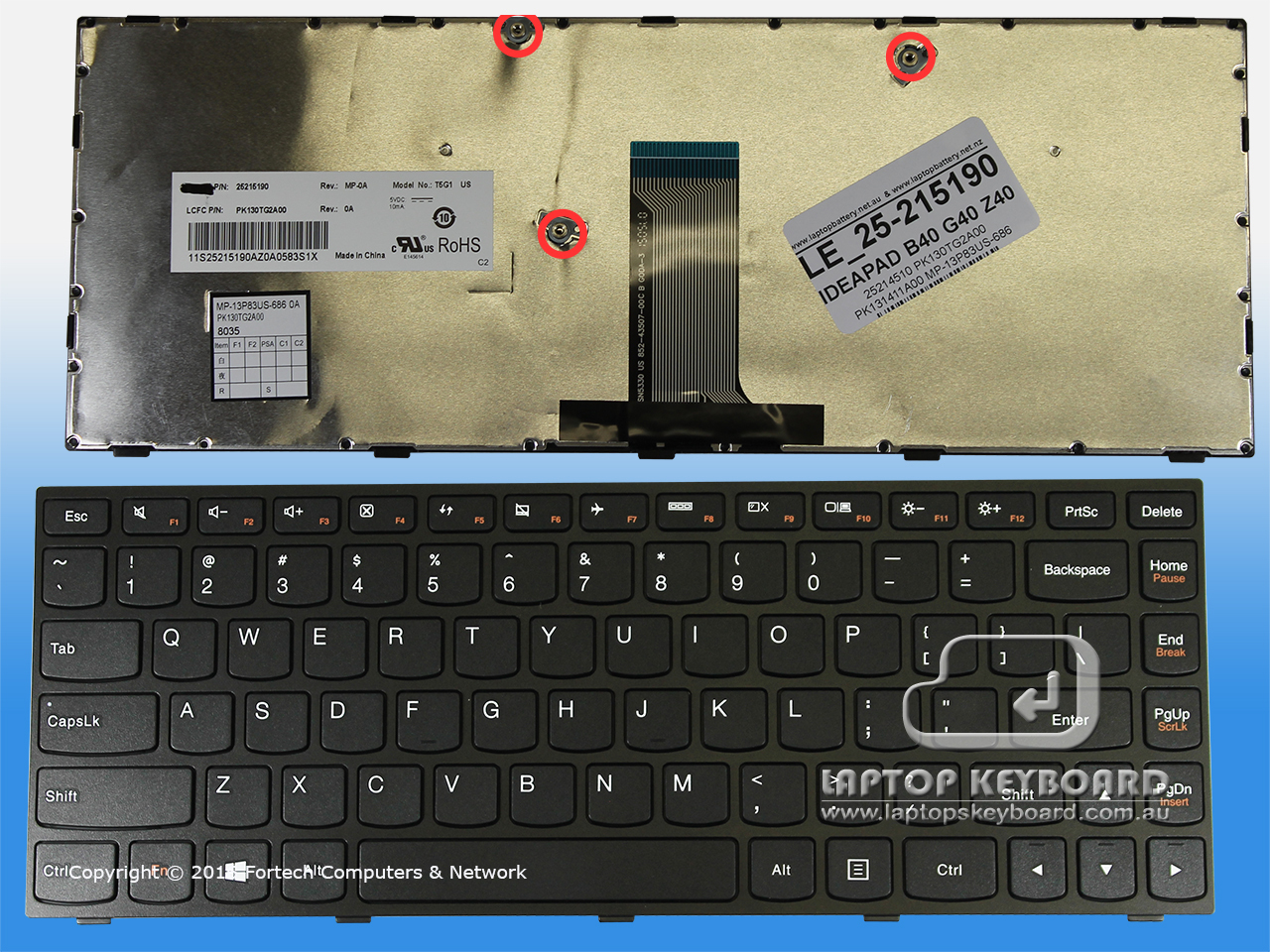 LENOVO IDEAPAD B40, G40, Z40 US KEYBOARD BLACK 25-215190 - Click Image to Close